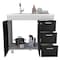 Tuhome Ferretti Base Cabinet, Three Drawers, Double Door, Four Legs, White/Black MIW6764 - alternate 7